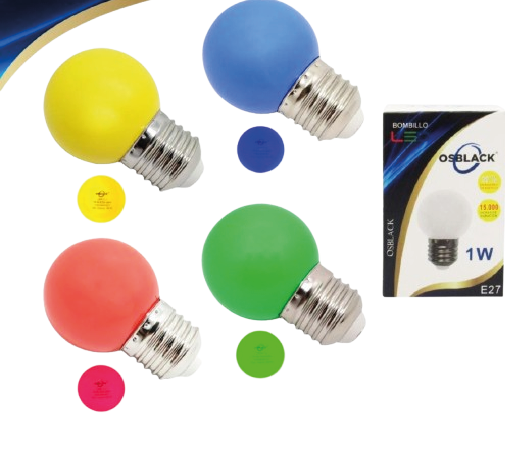 BOMBILLO PINPON 1W RGB X 10PCS